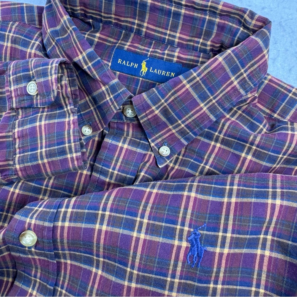 Ralph Lauren Men’s XL Red Multicolor Plaid Cotton Button‑Down